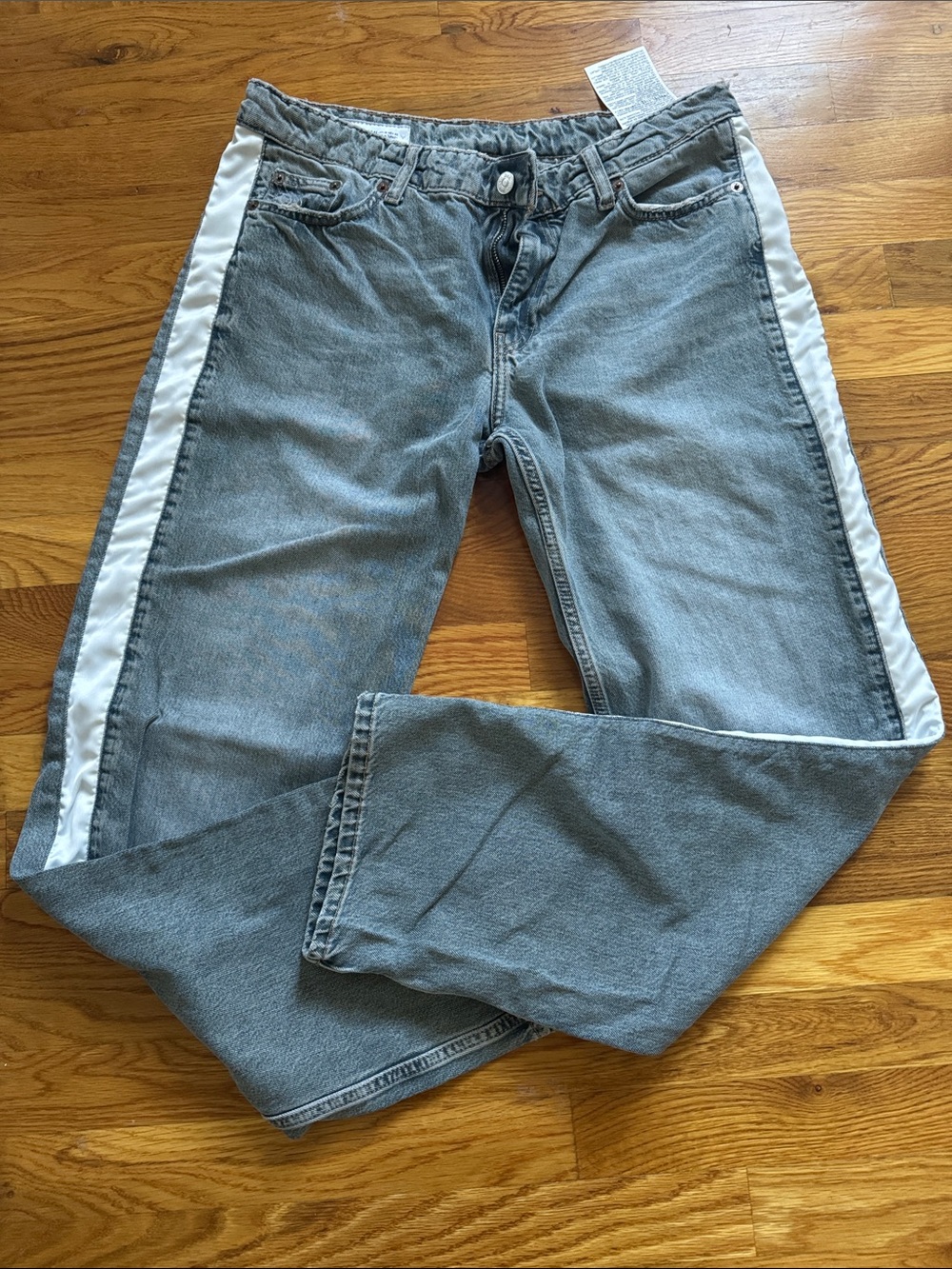 Zara Light Blue Denim Jeans with White strip on sides